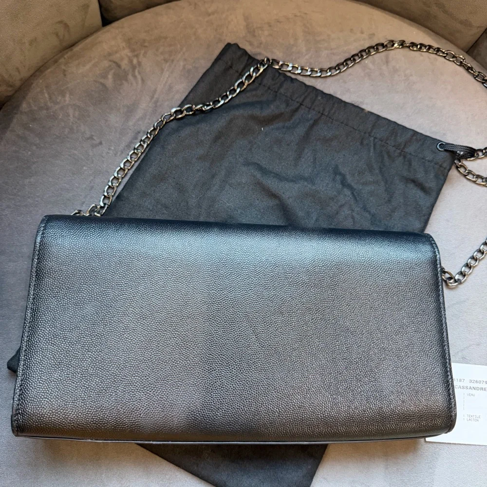 Yves Saint Laurent Black Leather Wallet-on-Chain - Picture 8 of 15